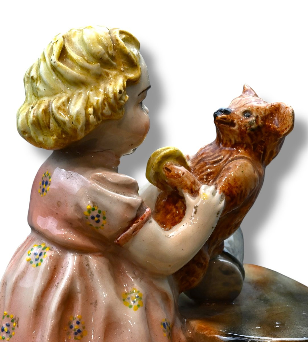 Figura in Ceramica Di Fanciulla Che Gioca - Italia Anni 30-photo-4